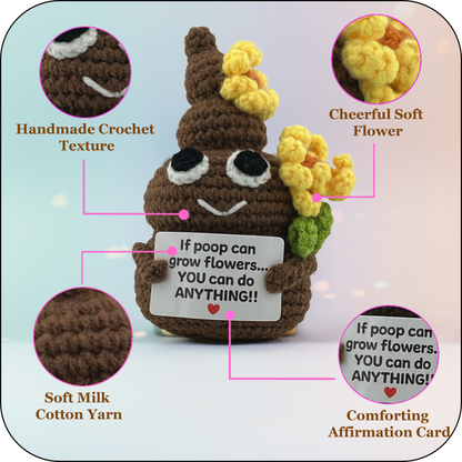 Comfort Cozy Flower Ploppal – Emotional Support Crochet Plush with Affirmation Card, Gift-Ready