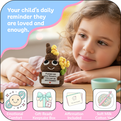 Comfort Cozy Flower Ploppal – Emotional Support Crochet Plush with Affirmation Card, Gift-Ready