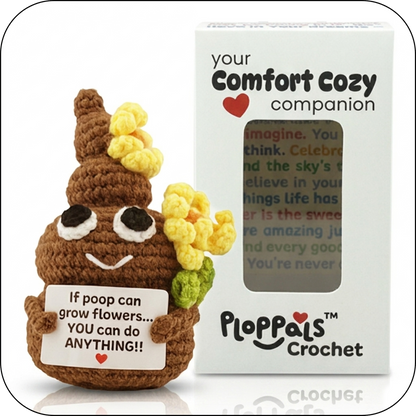 Comfort Cozy Flower Ploppal – Emotional Support Crochet Plush with Affirmation Card, Gift-Ready