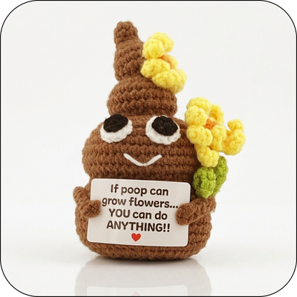 Comfort Cozy Flower Ploppal – Emotional Support Crochet Plush with Affirmation Card, Gift-Ready