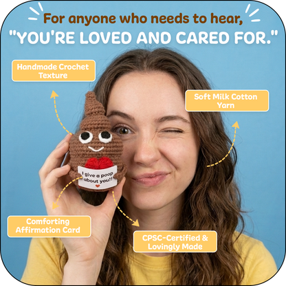 Comfort Cozy Heart Ploppal – Emotional Support Crochet Plush with Affirmation Card, Gift-Ready