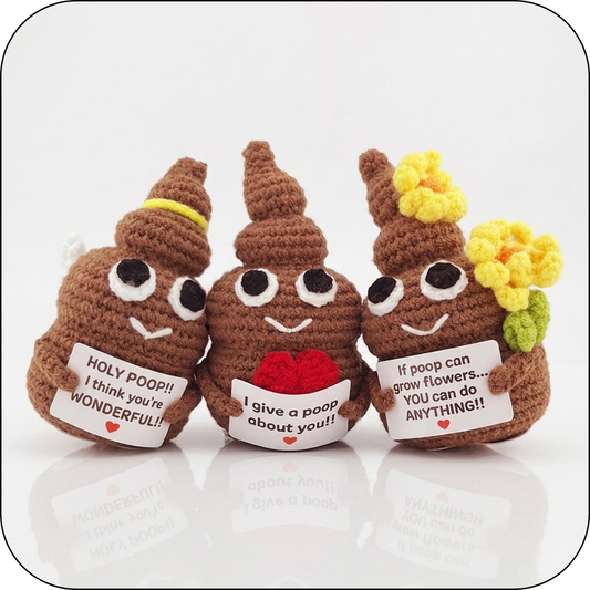Comfort Cozy Ploppals Variety Set of 3 – Heart, Flower & Holy Emotional Support Crochet Plush with Affirmation Cards, Gift-Ready