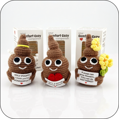 Comfort Cozy Ploppals Variety Set of 3 – Heart, Flower & Holy Emotional Support Crochet Plush with Affirmation Cards, Gift-Ready